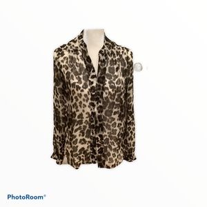 DVF Silk Leopard Print Blouse Size 8